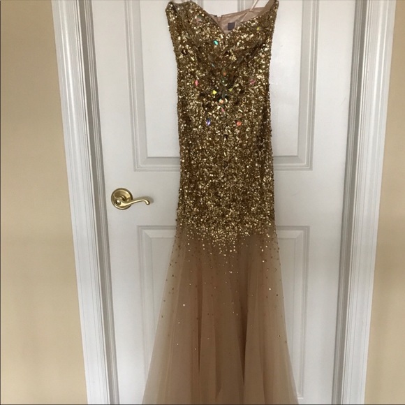 Jovani gold bead/sequins mermaid gown long - Picture 3 of 9